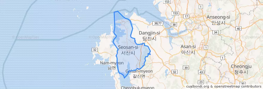 Mapa de ubicacion de 서산시.