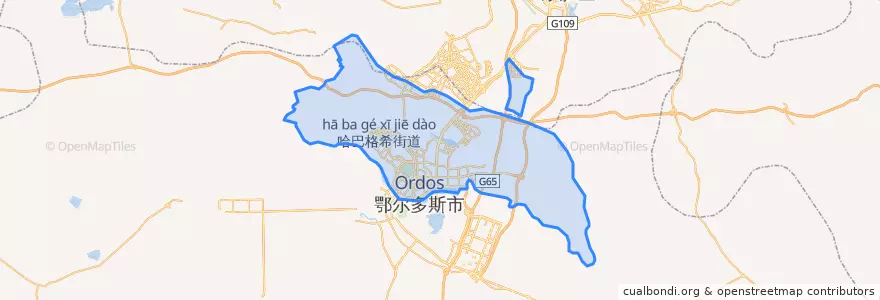 Mapa de ubicacion de Kangbashi District.