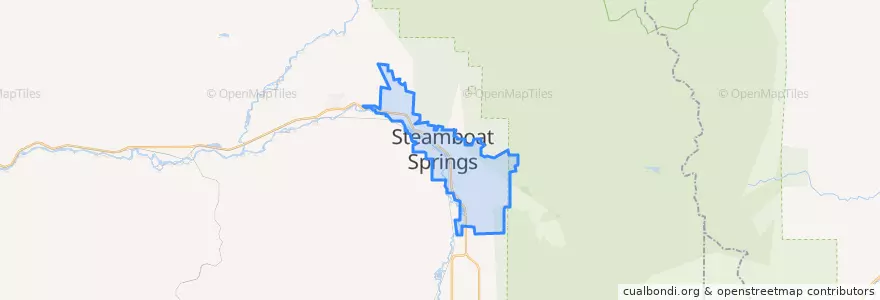 Mapa de ubicacion de Steamboat Springs.