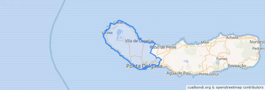 Mapa de ubicacion de Ponta Delgada.