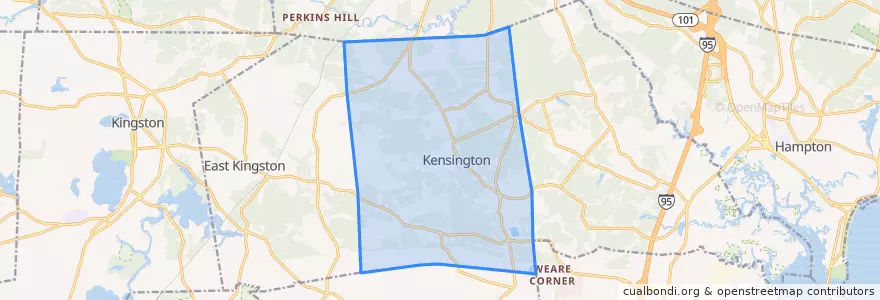 Mapa de ubicacion de Kensington.