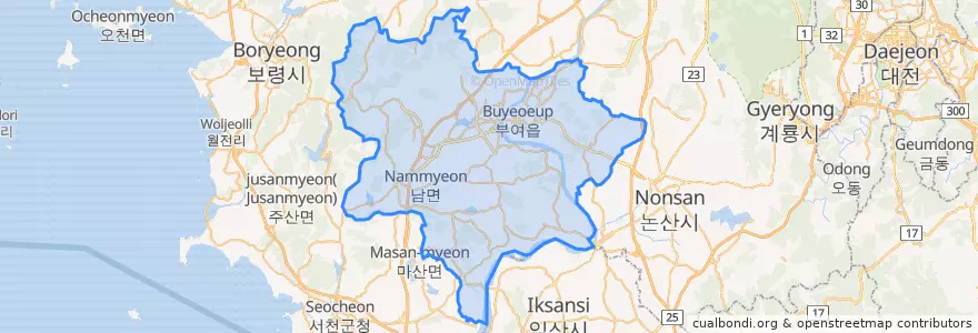 Mapa de ubicacion de Buyeo-gun.