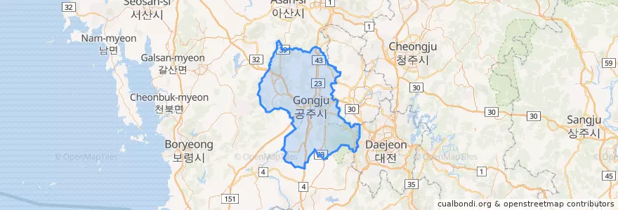 Mapa de ubicacion de Gongju-si.