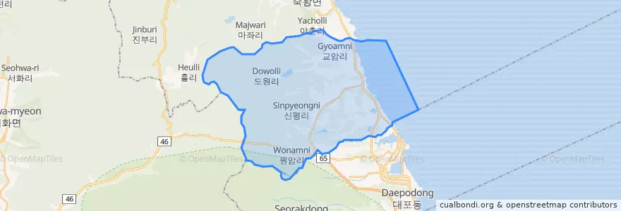 Mapa de ubicacion de Toseong-myeon.