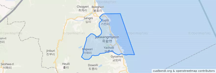 Mapa de ubicacion de 죽왕면.