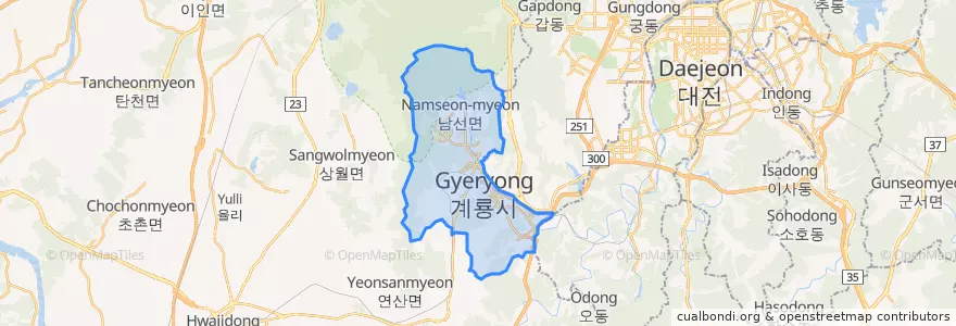 Mapa de ubicacion de Gyeryong-si.