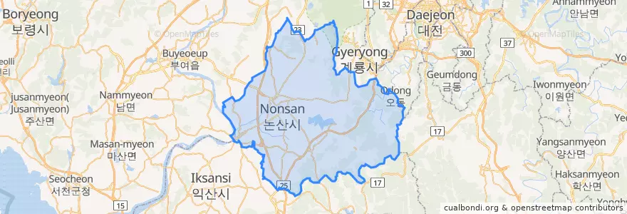 Mapa de ubicacion de 논산시.