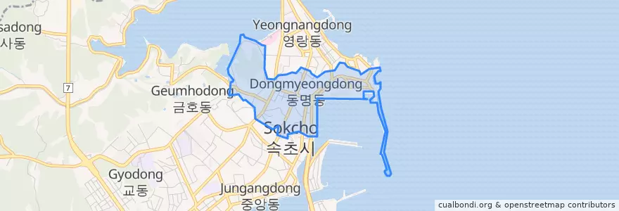 Mapa de ubicacion de 동명동.