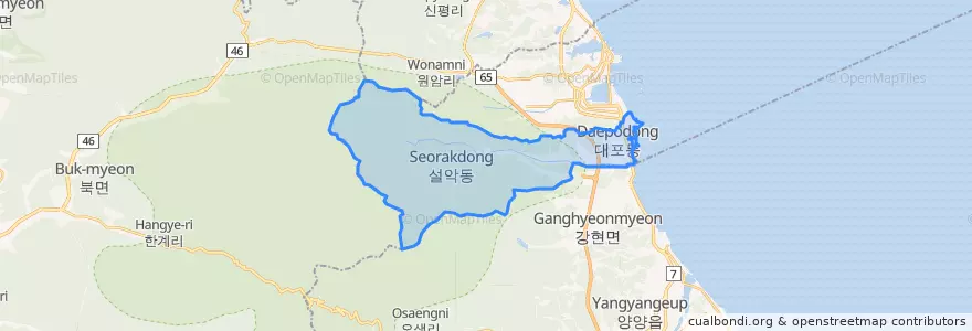Mapa de ubicacion de 대포동.