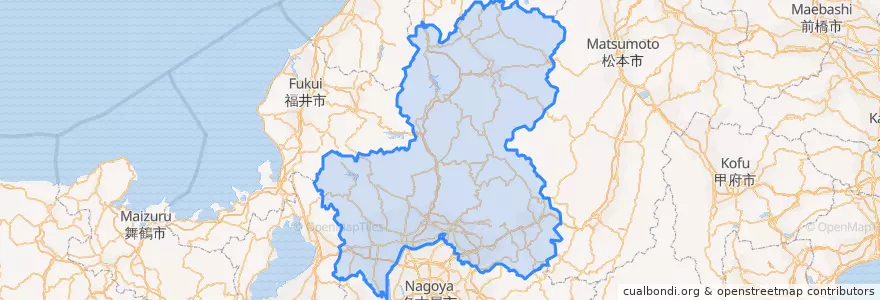Mapa de ubicacion de Gifu Prefecture.