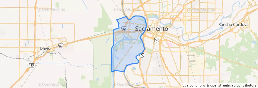 Mapa de ubicacion de West Sacramento.