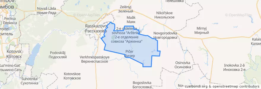 Mapa de ubicacion de Пичерский сельсовет.