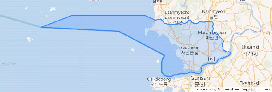 Mapa de ubicacion de 서천군.