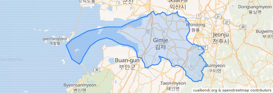 Mapa de ubicacion de 김제시.