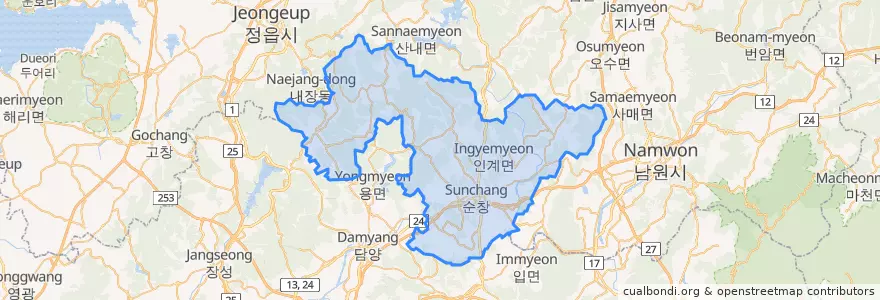 Mapa de ubicacion de Sunchang-gun.