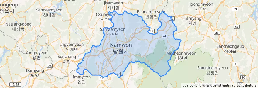 Mapa de ubicacion de 남원시.