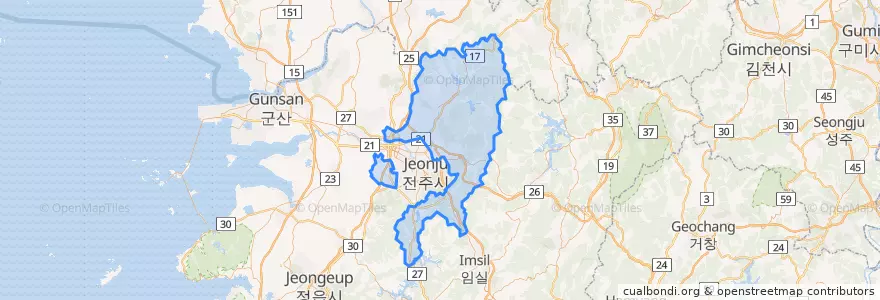 Mapa de ubicacion de Wanju-gun.