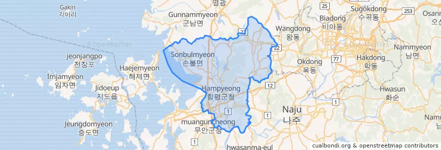 Mapa de ubicacion de 咸平郡.