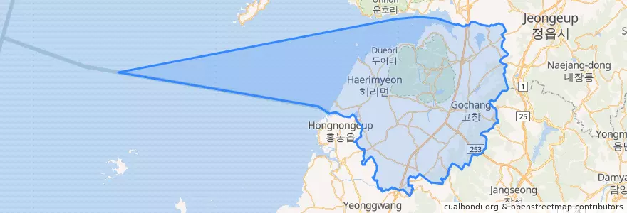 Mapa de ubicacion de Gochang-gun.