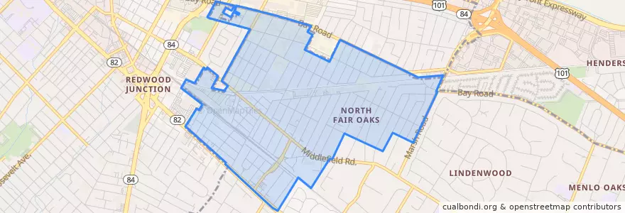 Mapa de ubicacion de North Fair Oaks.