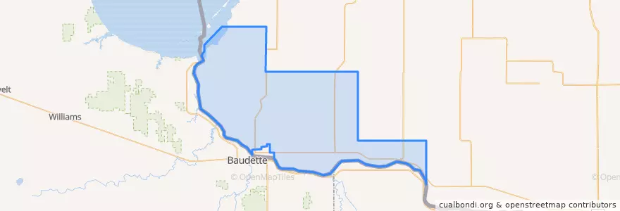 Mapa de ubicacion de Dawson Township.