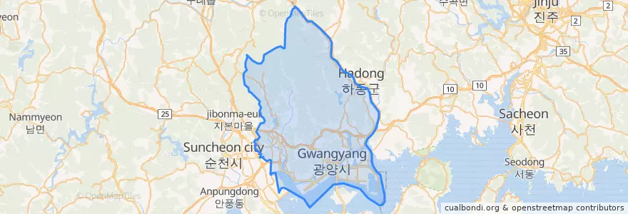 Mapa de ubicacion de Gwangyang-si.