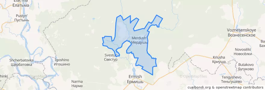 Mapa de ubicacion de Мердушинское сельское поселение.