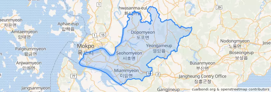 Mapa de ubicacion de 靈岩郡.