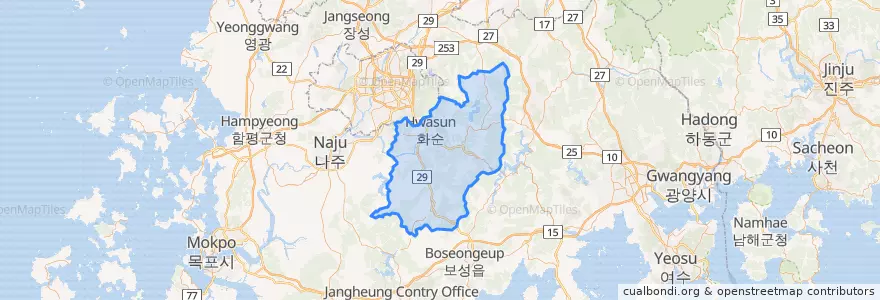 Mapa de ubicacion de 화순군.