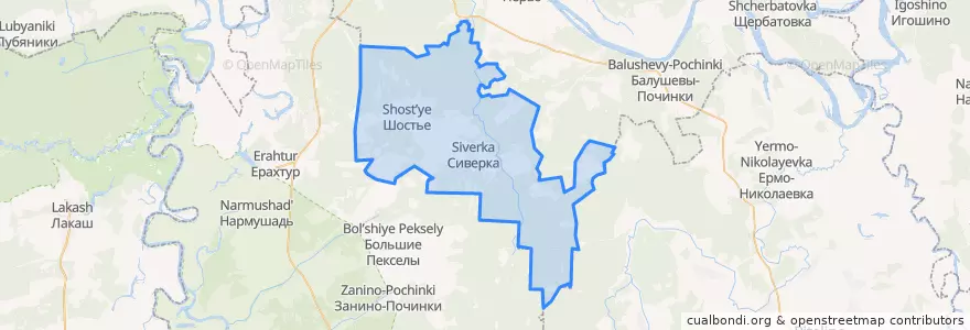 Mapa de ubicacion de Шостьинское сельское поселение.
