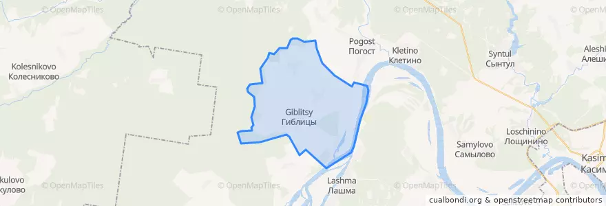 Mapa de ubicacion de Гиблицкое сельское поселение.