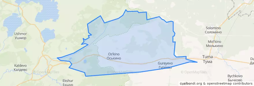 Mapa de ubicacion de Оськинское сельское поселение.