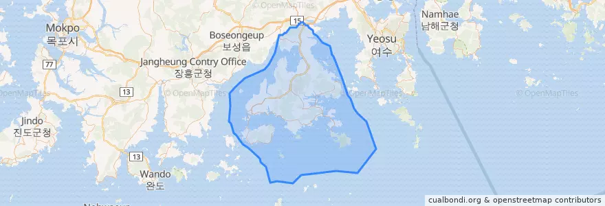 Mapa de ubicacion de 고흥군.
