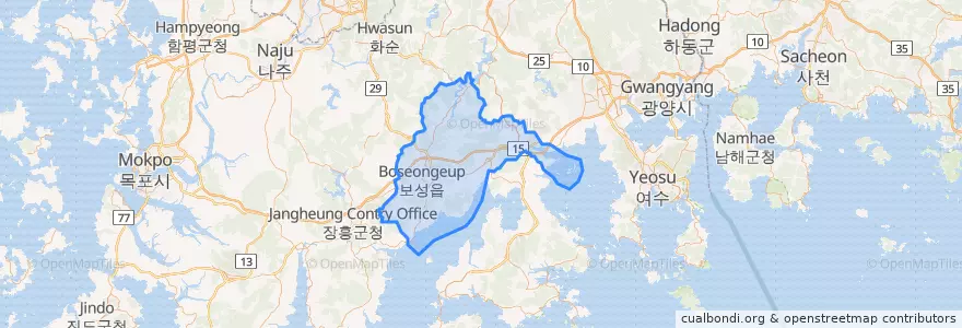 Mapa de ubicacion de Boseong-gun.