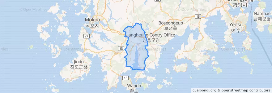 Mapa de ubicacion de Gangjin-gun.
