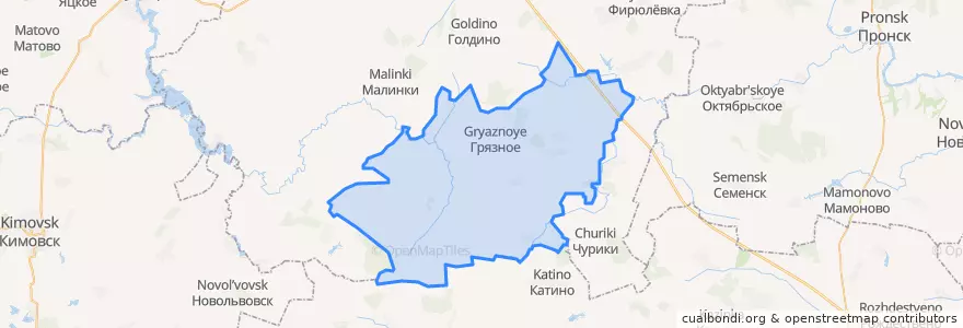 Mapa de ubicacion de Грязновское сельское поселение.