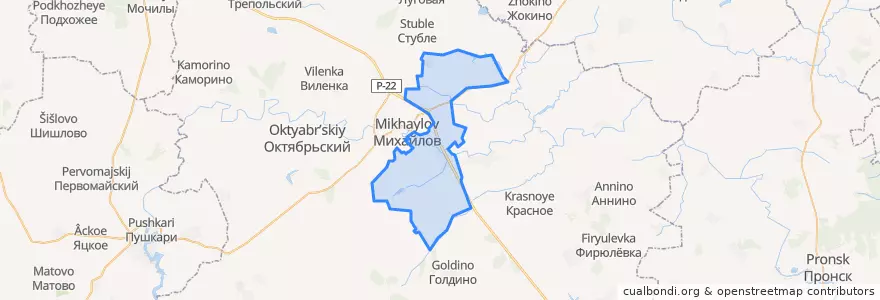 Mapa de ubicacion de Щетининское сельское поселение.