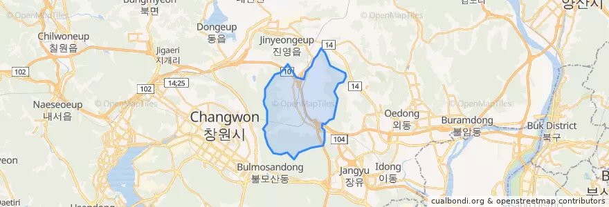 Mapa de ubicacion de 진례면.