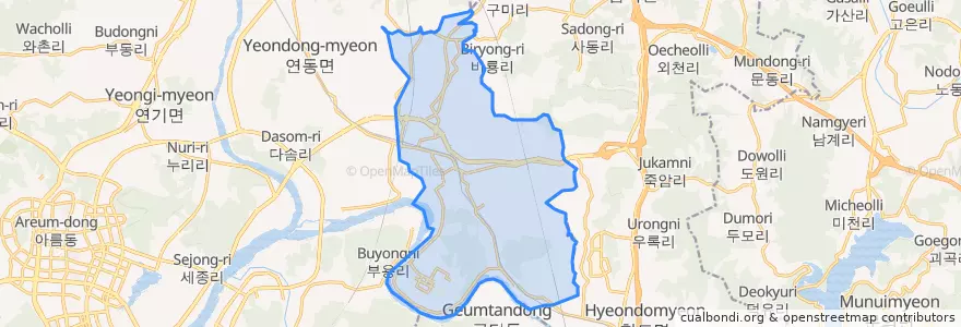 Mapa de ubicacion de 부강면.