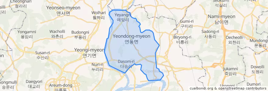Mapa de ubicacion de 연동면.