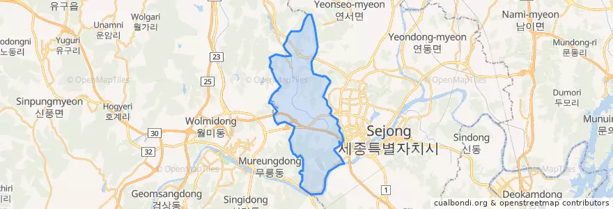 Mapa de ubicacion de 장군면.
