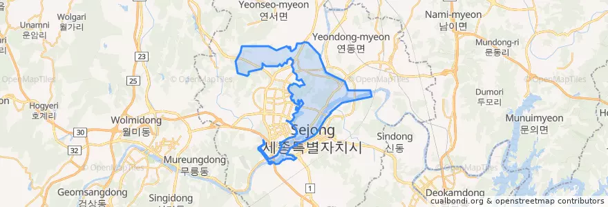 Mapa de ubicacion de Yeongi-myeon.