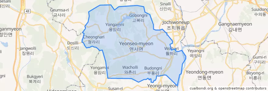 Mapa de ubicacion de Yeonseo-myeon.