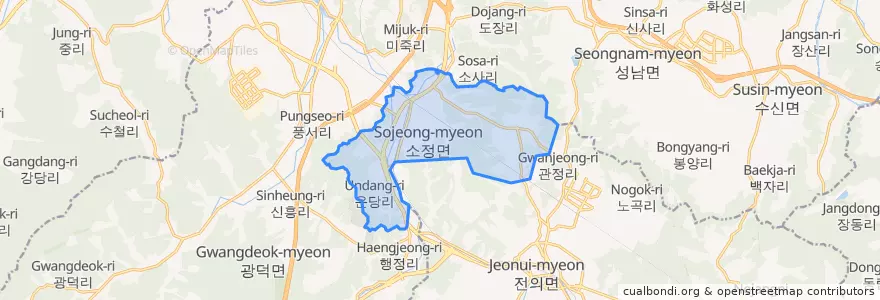 Mapa de ubicacion de 소정면.