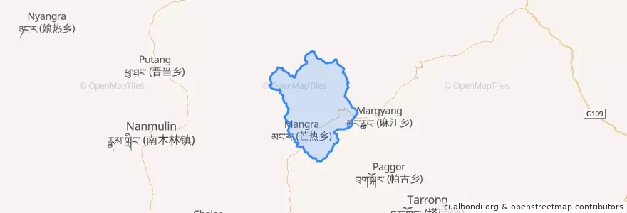Mapa de ubicacion de 芒热乡.