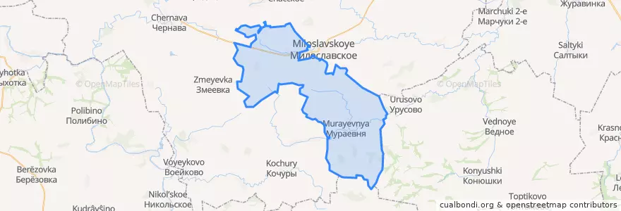 Mapa de ubicacion de Милославское сельское поселение.