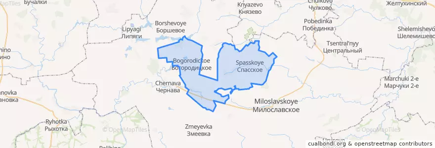 Mapa de ubicacion de Богородицкое сельское поселение.