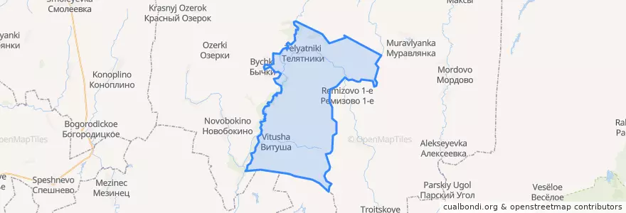 Mapa de ubicacion de Телятниковское сельское поселение.