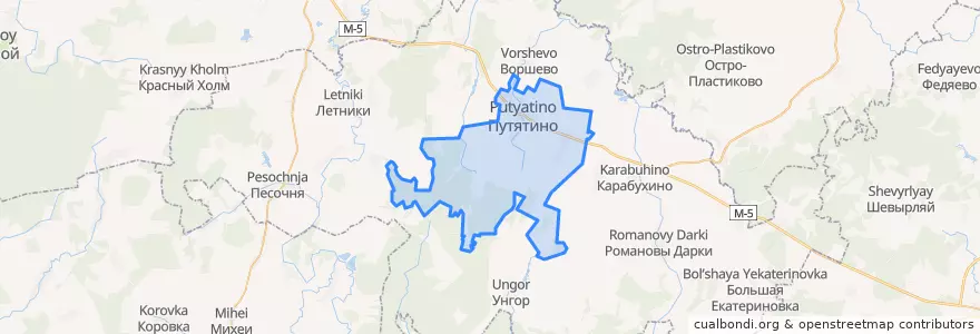 Mapa de ubicacion de Путятинское сельское поселение.
