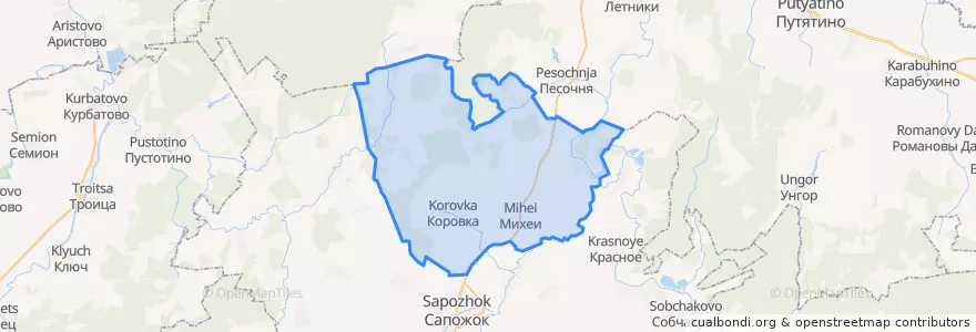 Mapa de ubicacion de Михеевское сельское поселение.